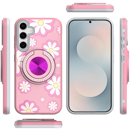 For Samsung Galaxy S26 Pattern Design Hybrid with Invisible Ring Stand & Magnetic Back, Shockproof Protective Grip Case Cover