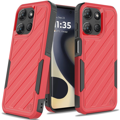 For Motorola Edge 2025 Hybrid lined shockproof dual layer Rugged 2in1 Hard PC & Silicone TPU Non Slip Textured Tough Armor Case Cover