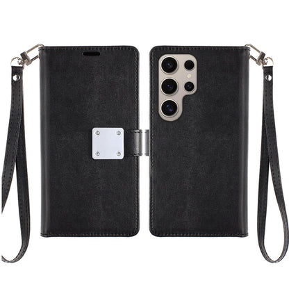 For Samsung Galaxy S25 Ultra Wallet Cases PU Leather with Credit Card /ID /Cash Holder Slot Dual Flip Book Pouch, Stand and Strap Case Cover