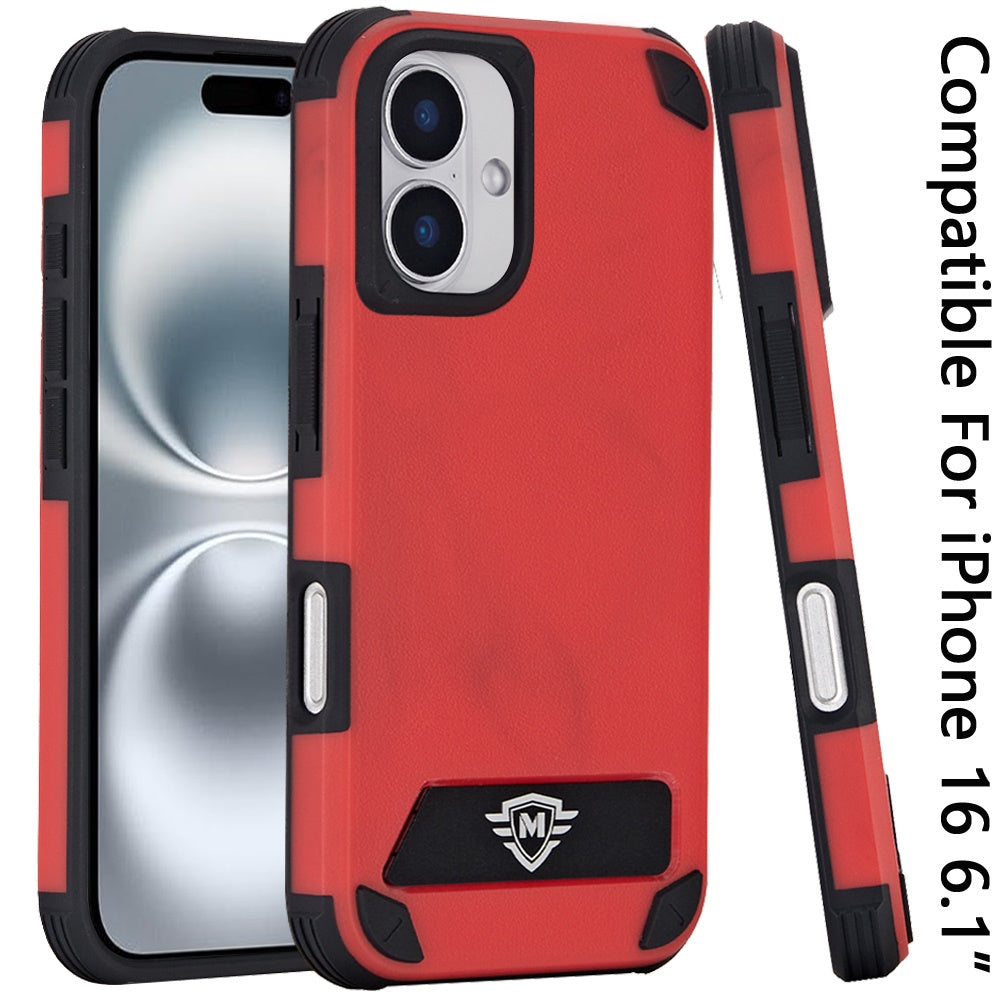 For Apple iPhone 16 (6.1") Heavy Duty Dual-Layer Rugged Protection, Shockproof Kickstand Tough Magnetic Compatible with MagSafe Case Cover