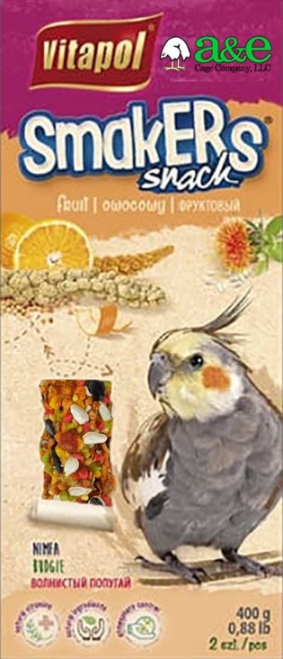 A&E Cage Company Smakers Cockatiel Fruit Treat Sticks [Treats Packaged for Bird] 2 count