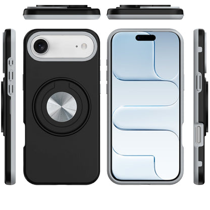 For Apple iPhone 17 AIR Metal Matte Hybrid with Invisible Rotational Ring Stand, Car Mount Friendly, Military Grade Slim Fit Sturdy Case Cover