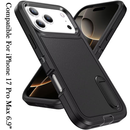 For Apple iPhone 17 Pro Max Hybrid 3 Layers Hard 3in1 Shockproof with Kickstand Heavy Duty Hard TPU Rubber Anti-Drop Case Cover