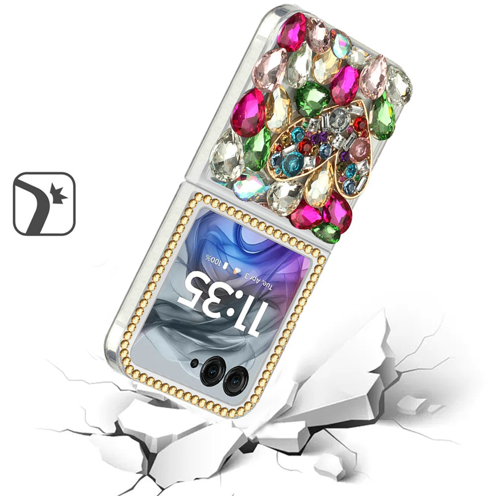 For Motorola Razr 2024 Bling Crystal 3D Full Diamonds Luxury Sparkle Glitter Rhinestone Hybrid Protective Case Cover