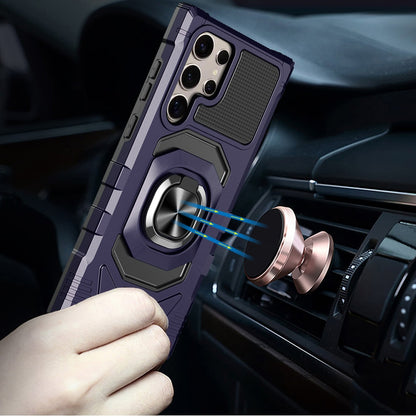 For Samsung Galaxy S25 Ultra Hybrid Dual Layer with 360° Rotate Magnetic Ring Stand Holder Kickstand TPU Rugged PC Shockproof Case Cover