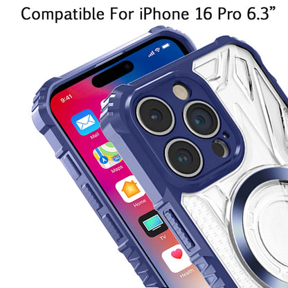 For Apple iPhone 16 Pro (6.3") MagSafe Compatible Pattern Clear Transparent Rugged Hybrid Magnetic TPU Shockproof Armor Case Cover