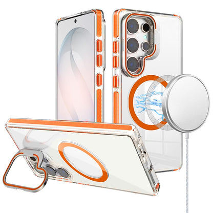 Phone Case for Samsung Galaxy S26 Ultra Magnetic Transparent Tough Hybrid Camera Guard Stand Shockproof Color Edge Rugged Grip Durable Cover Cosmic Orange