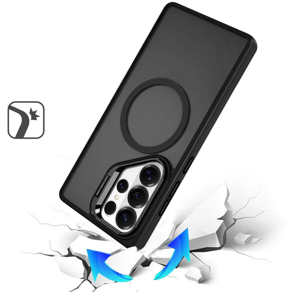 For Samsung Galaxy S26 Ultra Heavy Duty Metallic Hybrid Tough TPU with Camera Ring Stand, MagSafe Compatible, Rugged Drop Protection Case Cover