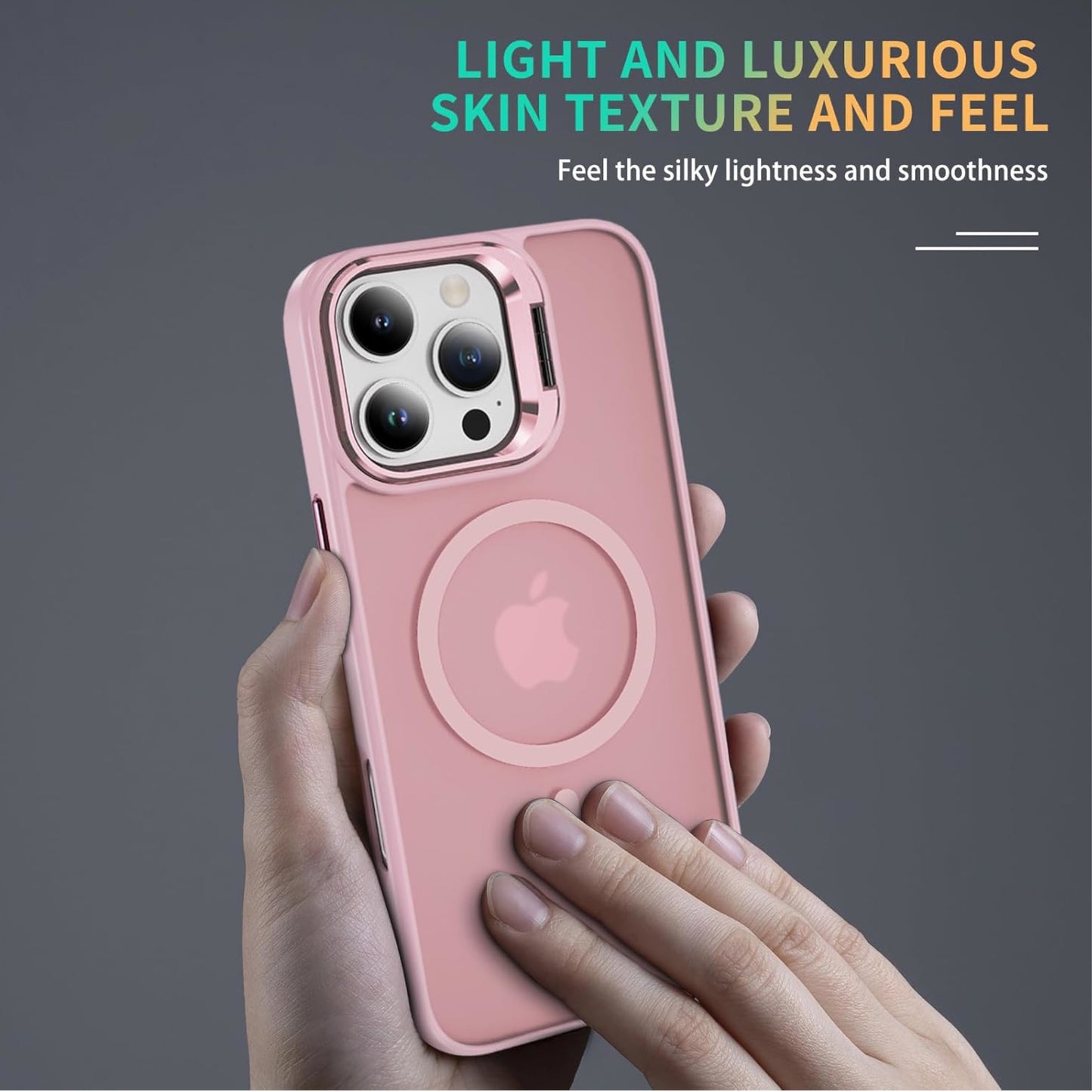 For Apple iPhone 17 Pro Clear Back Hybrid with MagSafe Compatible Metal Camera Stand Colorful Bumper Frame Shockproof Case Cover