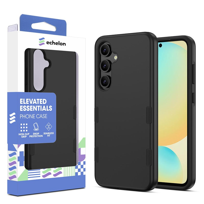 For Hybrid Slim Shockproof Bumper Protective Hard PC + Rubber TPU Phone Cover Bravo Series Case for Samsung Galaxy S24 Fan Edition - Black Case Cover Black