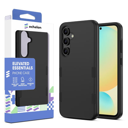 For Hybrid Slim Shockproof Bumper Protective Hard PC + Rubber TPU Phone Cover Bravo Series Case for Samsung Galaxy S24 Fan Edition - Black Case Cover Black