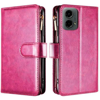 For Motorola Moto G 5G 2024 Luxury Wallet Card Holder Zipper Design Shockproof Protection Secure Grip Multi Slot Storage for Daily Use Case Cover Red