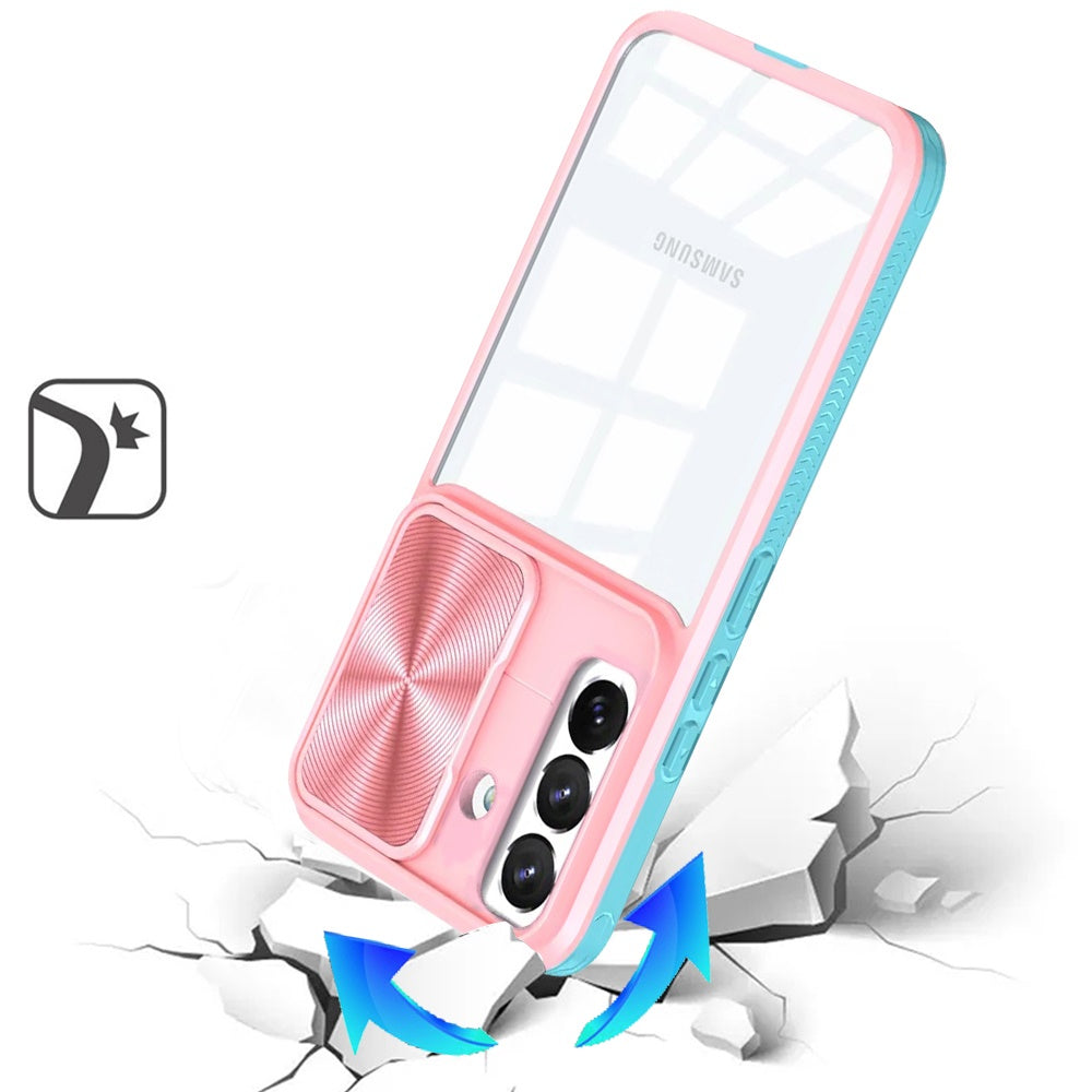 For Samsung Galaxy S25 FE, S25 Fan Edition Hybrid Cases with Sliding Camera Cover Transparent Shockproof Bumper TPU Protective Case Cover