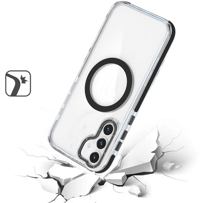 For Samsung Galaxy S25 /S24 Transparent Back with Colorful Frame, Strong Magnetic Circle, MagSafe Compatible, Slim Shockproof Protection Case Cover