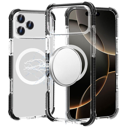 For Apple iPhone 17 Pro Max (6.9") Magnetic Acrylic Case Transparent Back, Rugged Colorful Frame, Shockproof Hybrid, MagSafe Compatible Case Cover