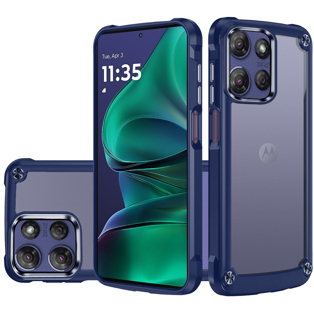 For Motorola Moto G Stylus 5G 2025 Hybrid Transparent Rubber with Metal Buttons & Camera Edges Hard TPU Corner Frame Bumper Case Cover