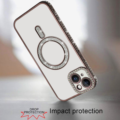 For Apple iPhone 11 Bling Case with Diamond Magnetic Circle, Transparent Slim Shockproof Hybrid Slim Fit Case Cover