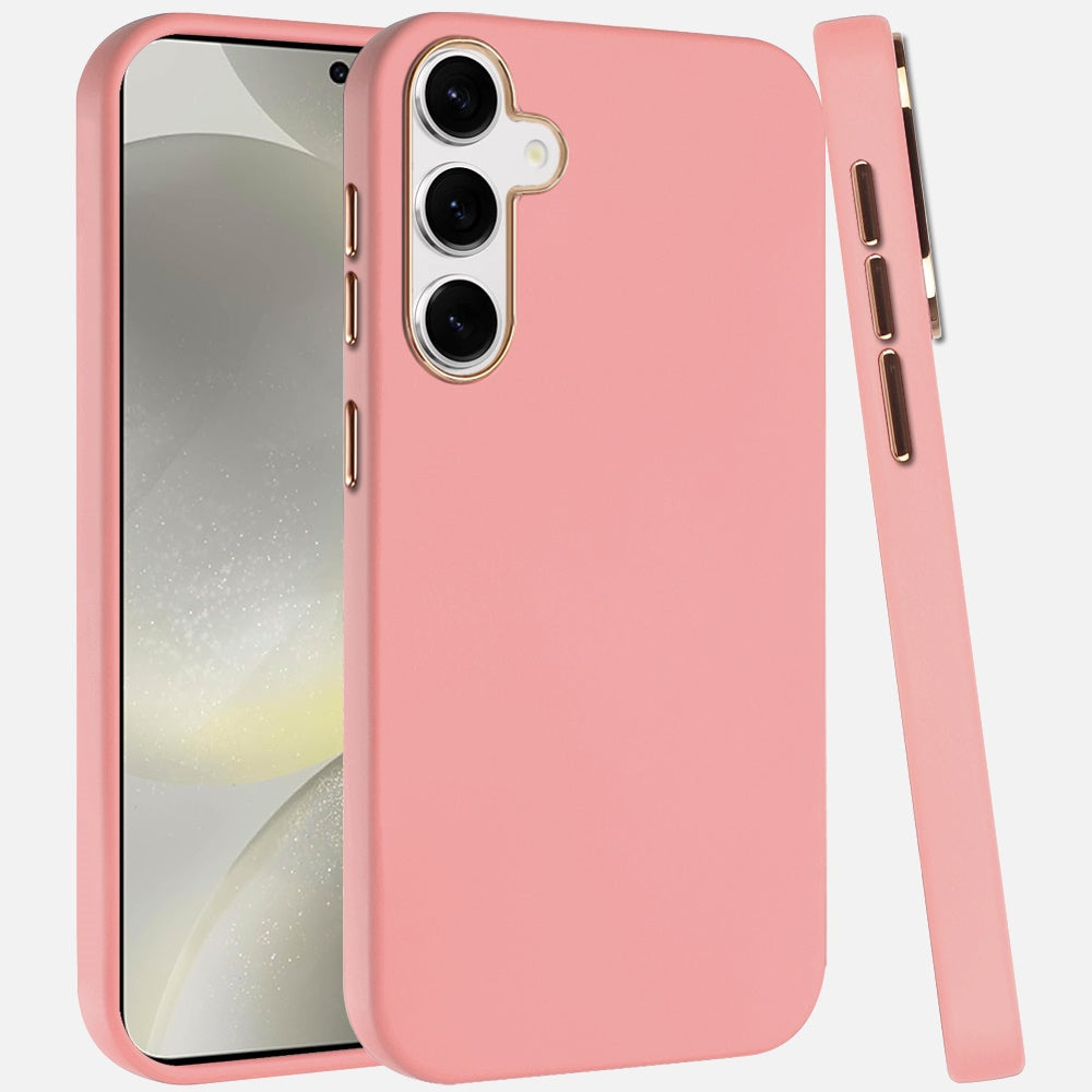 For Apple iPhone 17E /16E Slim Classic Hybrid Around Rubber Gummy Gel Slick Hard PC Silicone TPU Chromed Button Case Cover