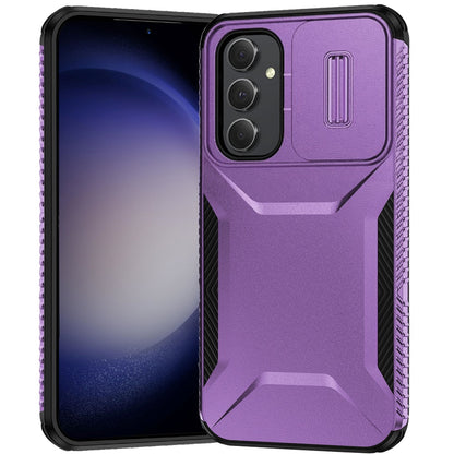 For Samsung Galaxy S24 FE /Fan Edition Shockproof Hybrid with Slide Camera Window Covering, Rugged Tpu Silicone Hard PC Bumper Case Cover