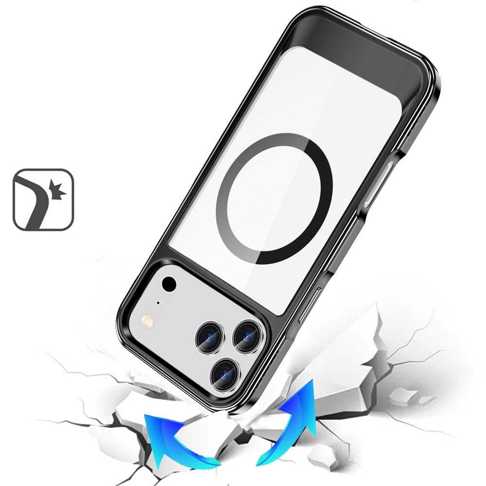 For Apple iPhone 17 Pro Transparent HQ Hybrid Slim, Shockproof, Compatible with MagSafe wireless charging & Military-Grade Case Cover Black