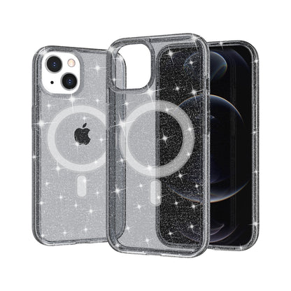 For Apple iPhone 17E /16E MagSafe Compatible Glitter Sparkle Bling Hybrid Case with Magnetic Circle, Slim TPU & Hard PC Frame Case Cover