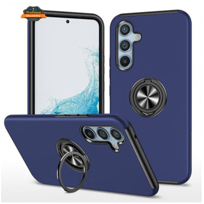 For Samsung Galaxy S25 EDGE Military Grade Hybrid Case with Flat Metal Ring 360° Rotation Kickstand, Slim Fit Back Hard PC Case Cover