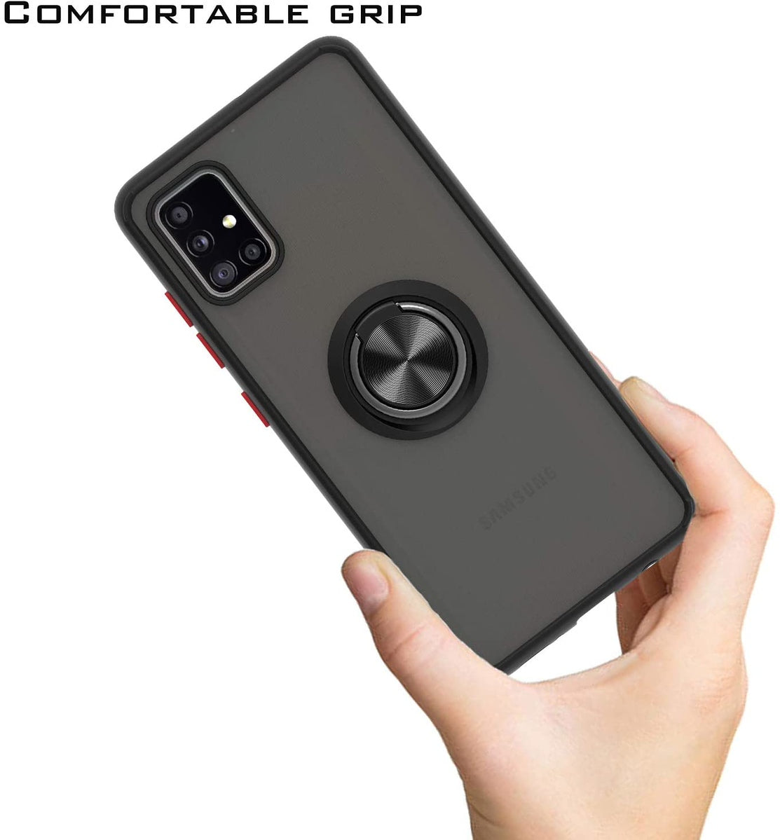 For Apple iPhone 16 Pro Max (6.9") Finger Ring Stand Holder Kickstand Hybrid Frosted Matte TPU Hard Frame Shock-Absorption Case Cover