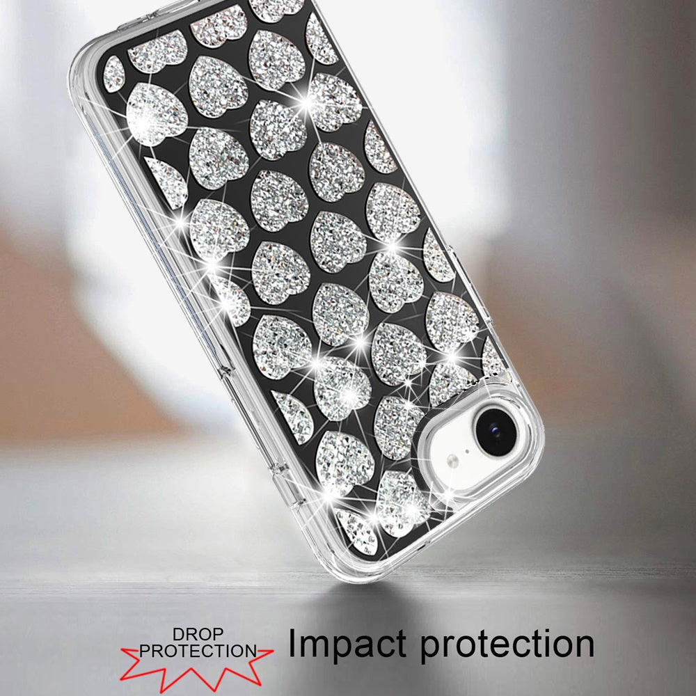 For Apple iPhone 17E /16E Bling Hybrid Shockproof Protective Design Stylish Glitter Finish Durable Grip Protection Case Cover