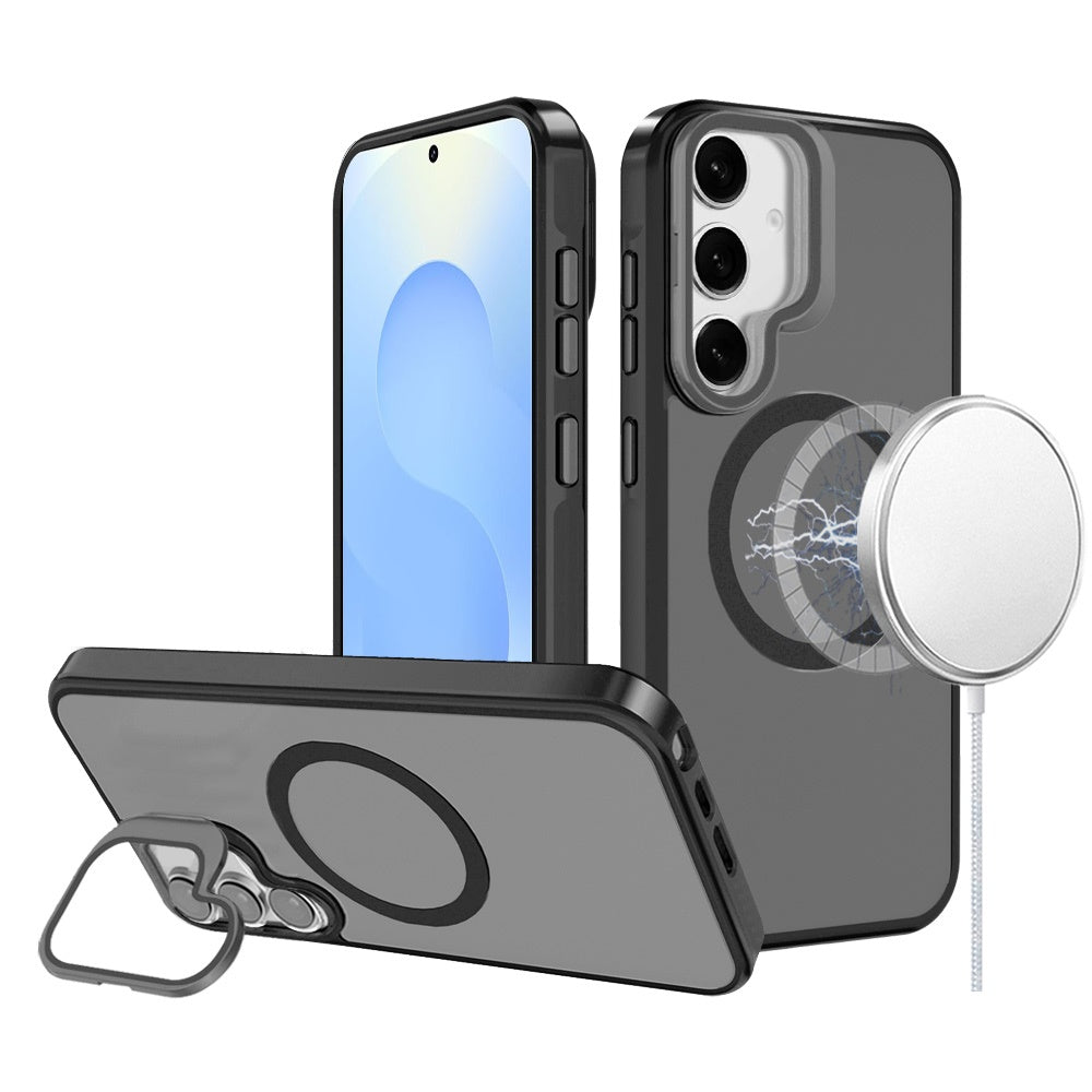 For Samsung Galaxy S26 Ultra Tough HQ Hybrid Case with Aluminum Frame Camera Stand, Compatible with MagSafe, Translucent Matte Shockproof Case Cover