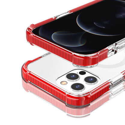 For Apple iPhone 16 Pro Magnetic Acrylic Case Transparent Back, Rugged Colorful Frame, Shockproof Hybrid, MagSafe Compatible Case Cover Red