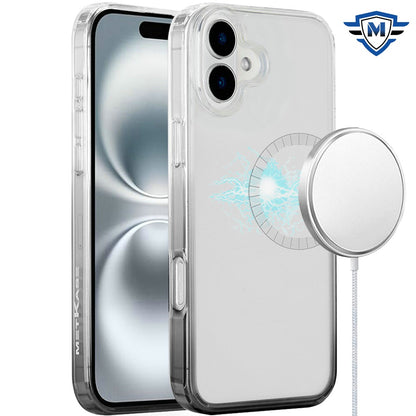 For Apple iPhone 16 Plus (6.7") Premium Gradiant Space Two Tone Hybrid TPU Magnetic [Compatible with Magsafe] Shockproof Protective Case Cover Smoke Black