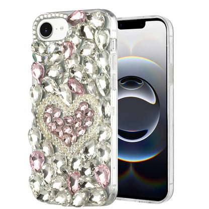 For Apple iPhone 17E /16E Bling Crystal 3D Full Diamonds Luxury Sparkle Rhinestone Hybrid Protective Case Cover