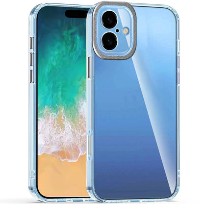 For Samsung Galaxy S25 /S24 Transparent Clear Hybrid with Matching Metal Buttons and Camera Protection Hard PC + TPU Rubber Case Cover Clear / Black