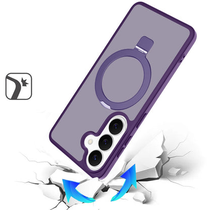 For Samsung Galaxy S26+ / S26 Plus Magnetic Circle Back with Ring Stand Full Rotation Matte Hybrid Shockproof Case Cover