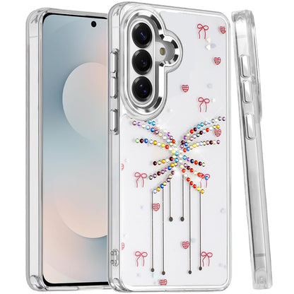 For Samsung Galaxy S25 FE /S25 Fan Edition Butterfly Resin Epoxy Diamond Design Metal Edged Hybrid Shockproof Heavy Duty Drop Protection Case Cover