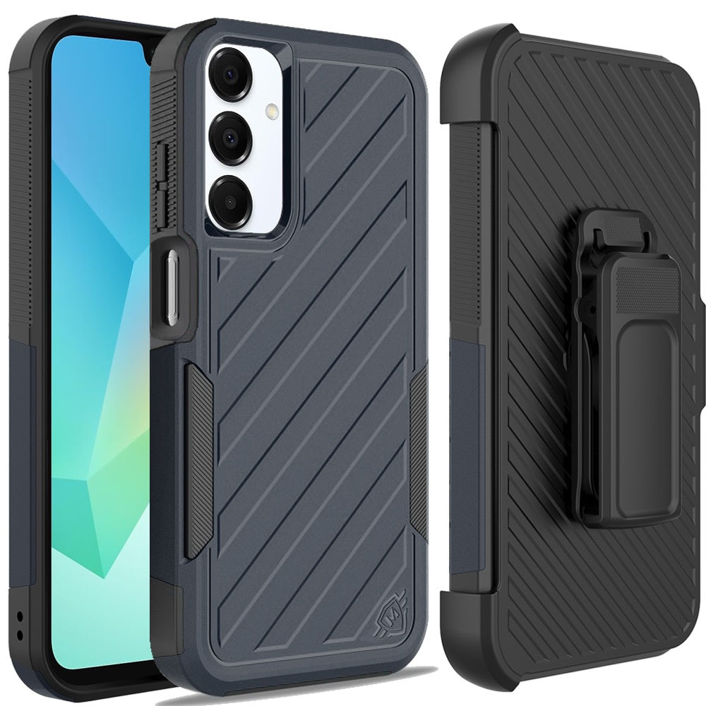 For Motorola Moto G Stylus 5G 2025 Rugged 2in1 Armor Combo Belt Clip Holster, Non-Slip Tough Hybrid lined Shockproof Case Case Cover Blue