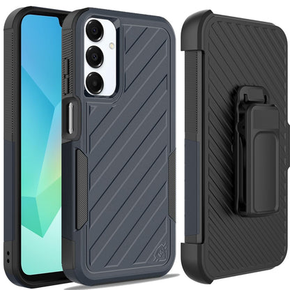 For Motorola Moto G Stylus 5G 2025 Rugged 2in1 Armor Combo Belt Clip Holster, Non-Slip Tough Hybrid lined Shockproof Case Case Cover Blue