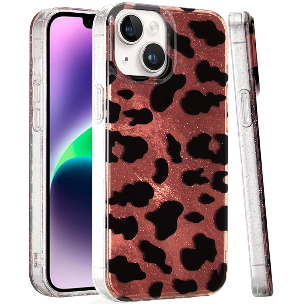 For Apple iPhone 17E /16E Glitter Leopard, Fashion Design Animal Skin Print Slim IMD TPU Dual Layer Shockproof Protective Case Cover
