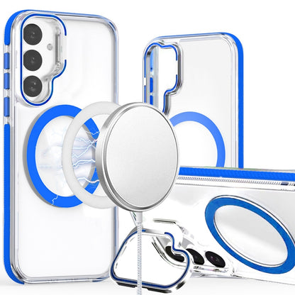 For Samsung Galaxy S23 Ultra Hybrid Clear Invisible Camera Bracket Stand [With Magsafe Magnetic Circle] Shockproof Color Frame Case Cover