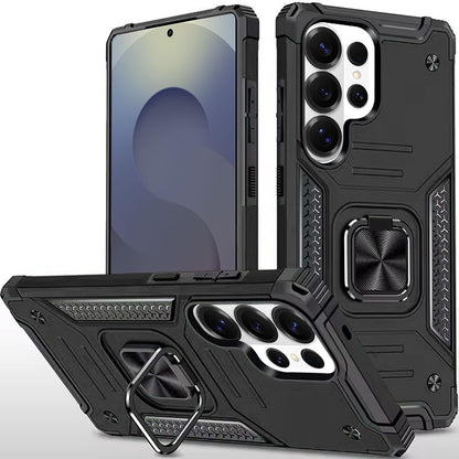 For Samsung Galaxy S26 Ultra Armor Hybrid Magnetic Stand with Ring Holder Kickstand Shockproof Heavy-Duty Durable Rugged TPU Dual Layer Case Cover