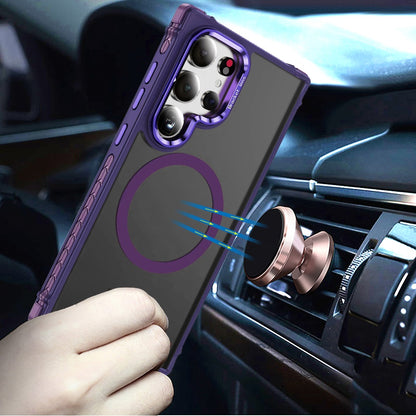 For Samsung Galaxy S25 Ultra Hybrid Metal Camera Stand Ring Sturdy, Compatible with MagSafe, Matte Hard TPU Colorful Edge Case Cover