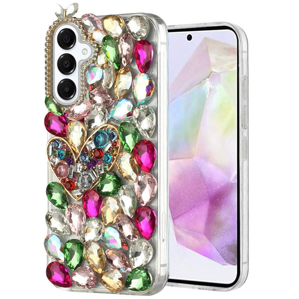 For Samsung Galaxy A36 Bling Crystal 3D Full Diamonds Luxury Sparkle Rhinestone Hybrid Protective Case Cover
