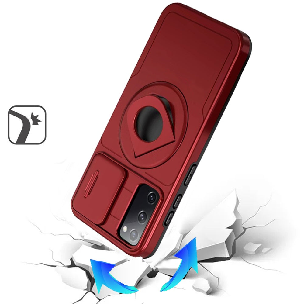 For Samsung Galaxy S23 Ultra Full Coverage with Camera Window, Magnetic Circle, Rotatable Ring Stand, MagSafe Compatible, Shockproof Hybrid Protectiv Case Cover