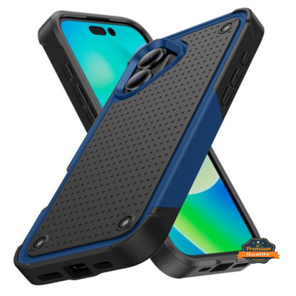 For Apple iPhone 16 (6.1") Shockproof Non-Slip Textured Heavy Duty Rugged TPU Drop Military Protection Tough Bumper Case Cover