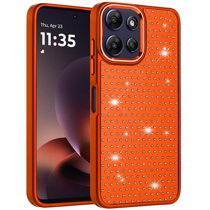 Phone Case for Motorola Moto G Power 5G 2026 /2025 Luxury Diamond Bling Sparkle Chrome Metallic Edge Shockproof Durable Protective Stylish Premium Hybrid Design Cover Cosmic Orange