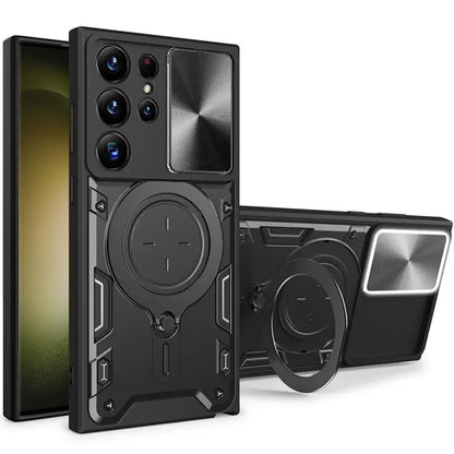 For Apple iPhone 17 Pro Hybrid Magnetic 360° Ring Kickstand, MagSafe Compatible, Durable Full Camera Lens Protection Case Cover Black