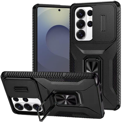 For Samsung Galaxy S26 Ultra Case, Camera Cover with Magnetic Rotation Ring Stand, Military Grade Hybrid Hard TPU Shockproof Case Cover