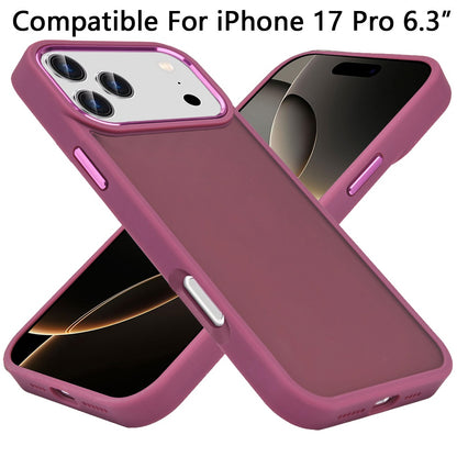 For Apple iPhone 17 Pro (6.3") Slim Fit Thin Hybrid,Frosted Matte Polished Acrylic Hard PC with TPU Rubber Frame Case Cover