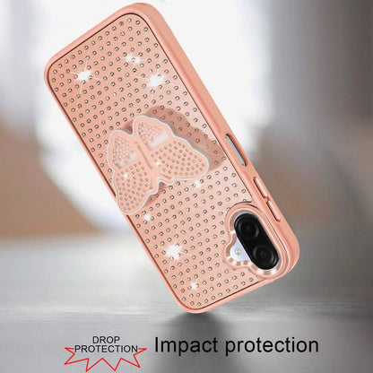For Samsung Galaxy A07 Butterfly Moveable Grip 3D Pop Stand Full Diamond Bling Sparkling TPU Fashion Hybrid Case Cover