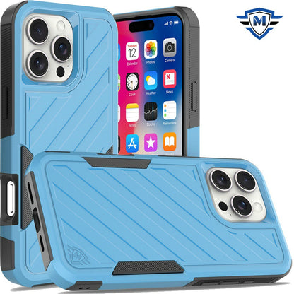 For Apple iPhone 16 Pro Max (6.9") Premium Design Hybrid lined Shockproof Rugged Textured 2in1 Hard PC & Silicone TPU Non Slip Tough Case Cover